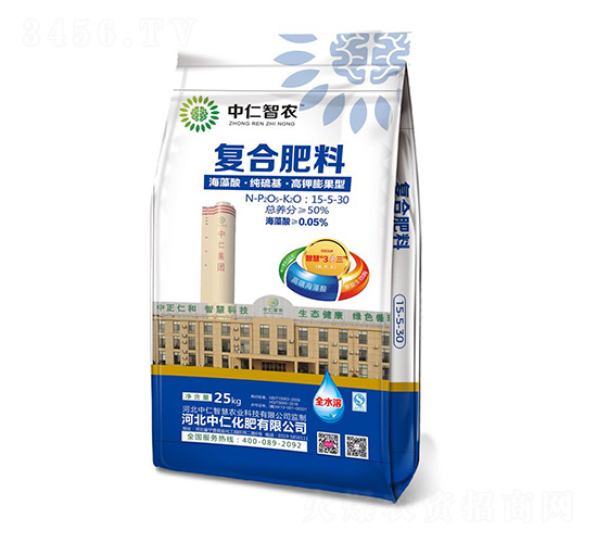 海藻酸·純硫基·高鉀膨果型復(fù)合肥料15-5-30-中仁智農(nóng)-中仁集團(tuán)